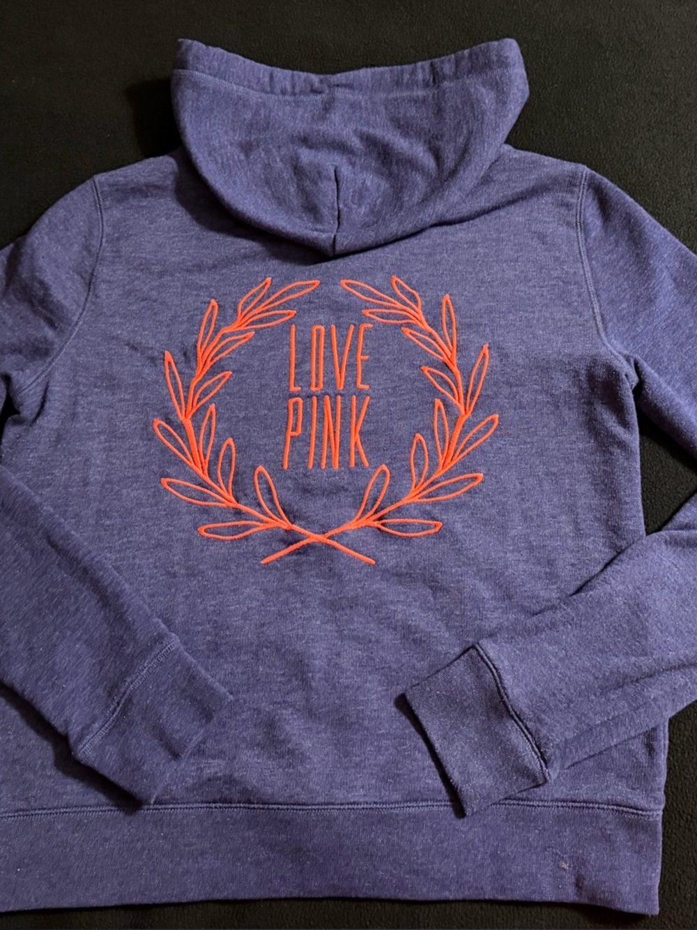 PINK Victoria’s Secret Zip Hoodie Blue/Coral Size L “Love Pink” Logo